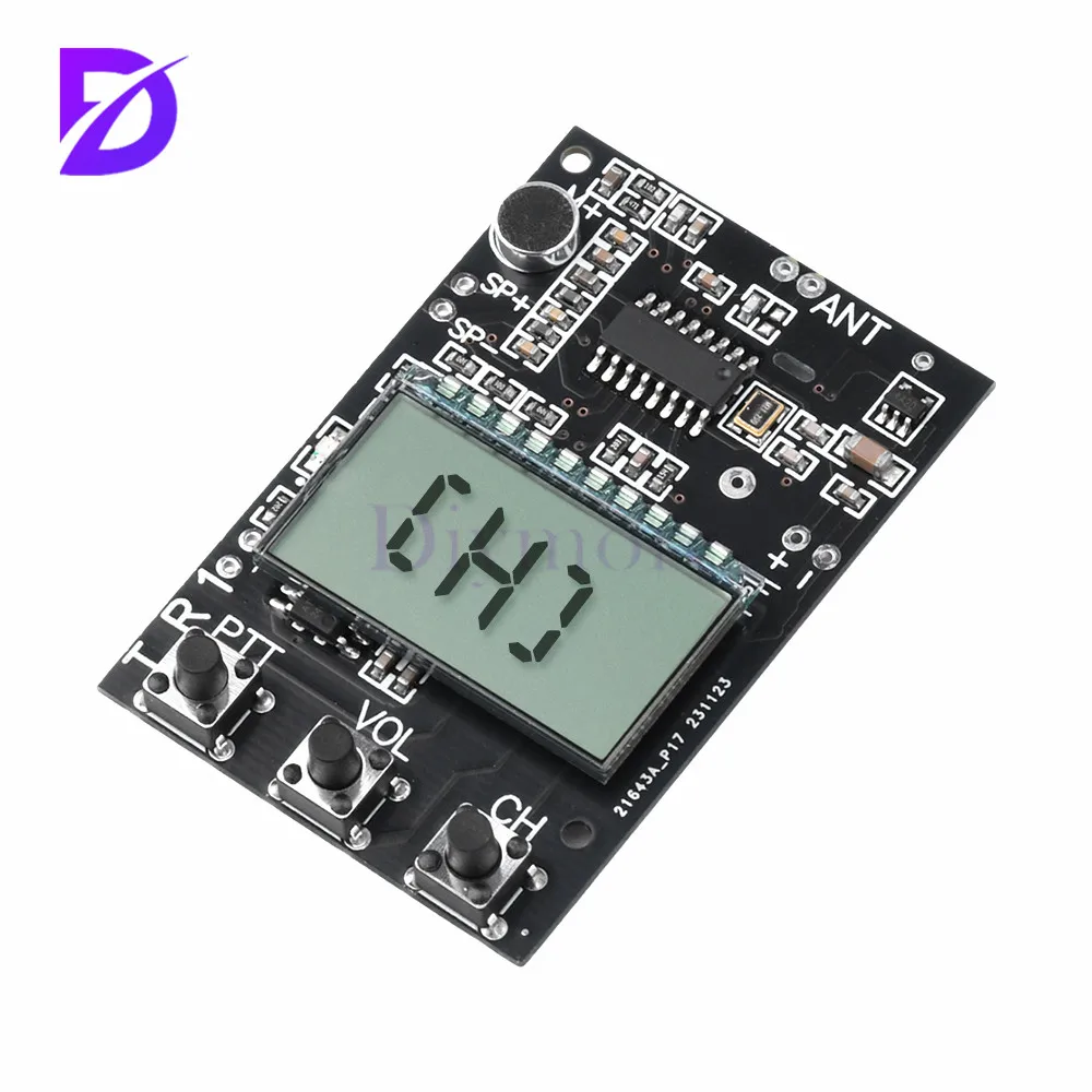 

FM Walkie Talkie Circuit Board Transceiver All-in-One Module FM Transmitter Receiver Module 7 Frequency 27-480MHz DC3.3-6V