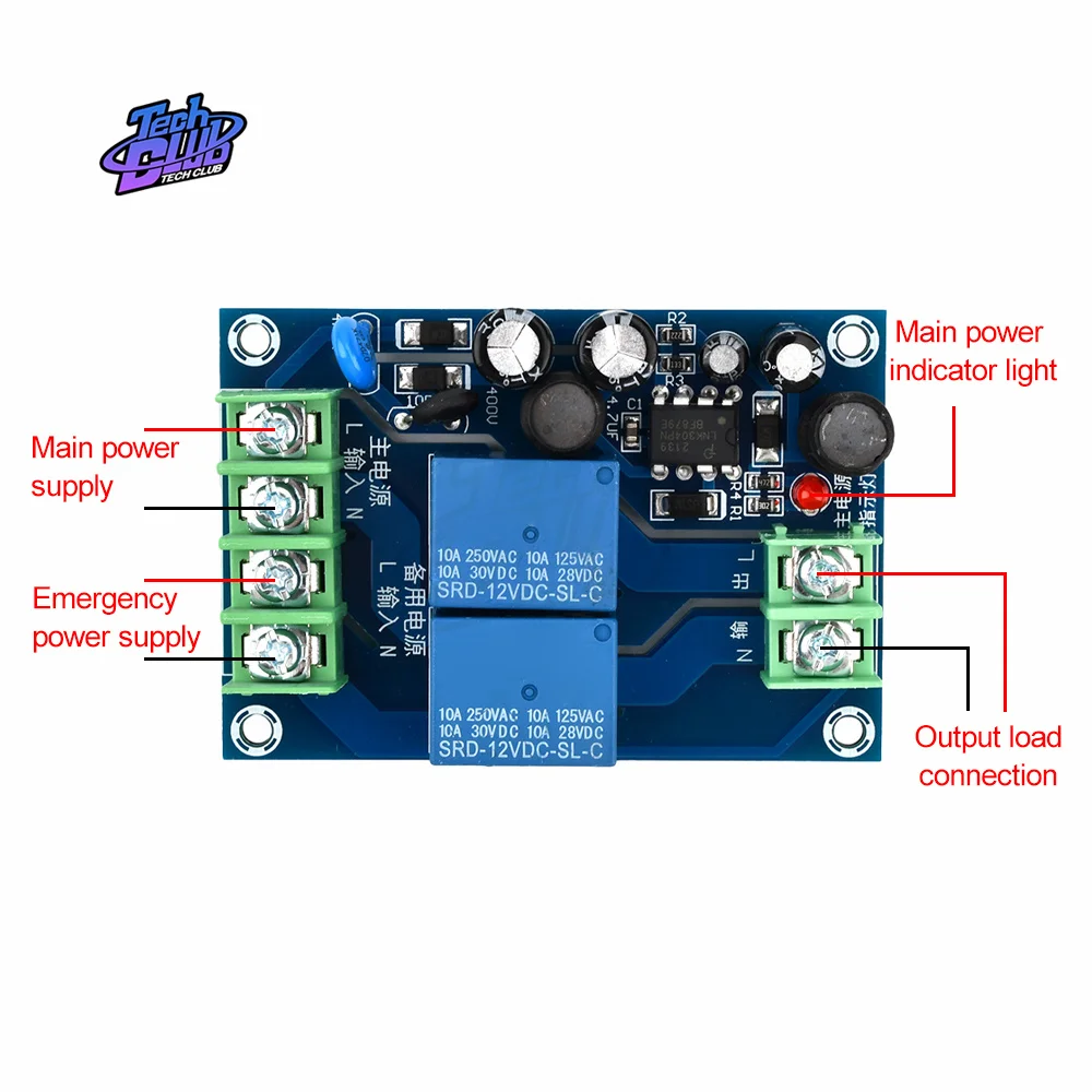 AC 85-240V Switch Controller Relay 110V 220V 230V 10A Dual Automatic Switching Controller Module Power Supply Accessories