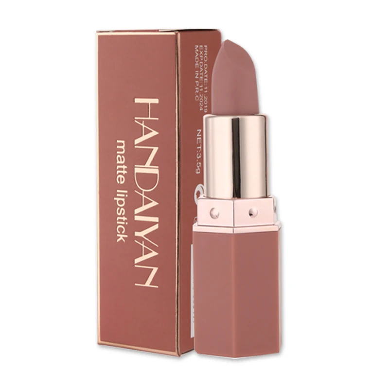 Handaiyan-lápiz labial de terciopelo resistente al agua, 6 colores, Sexy, pigmentos rojos y marrones, maquillaje profesional de larga duración