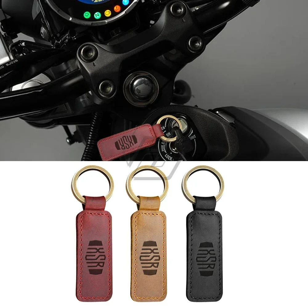 

For Yamaha XSR 155 300 700 900 Keyring Motorcycle Cowhide Keychain Key Ring