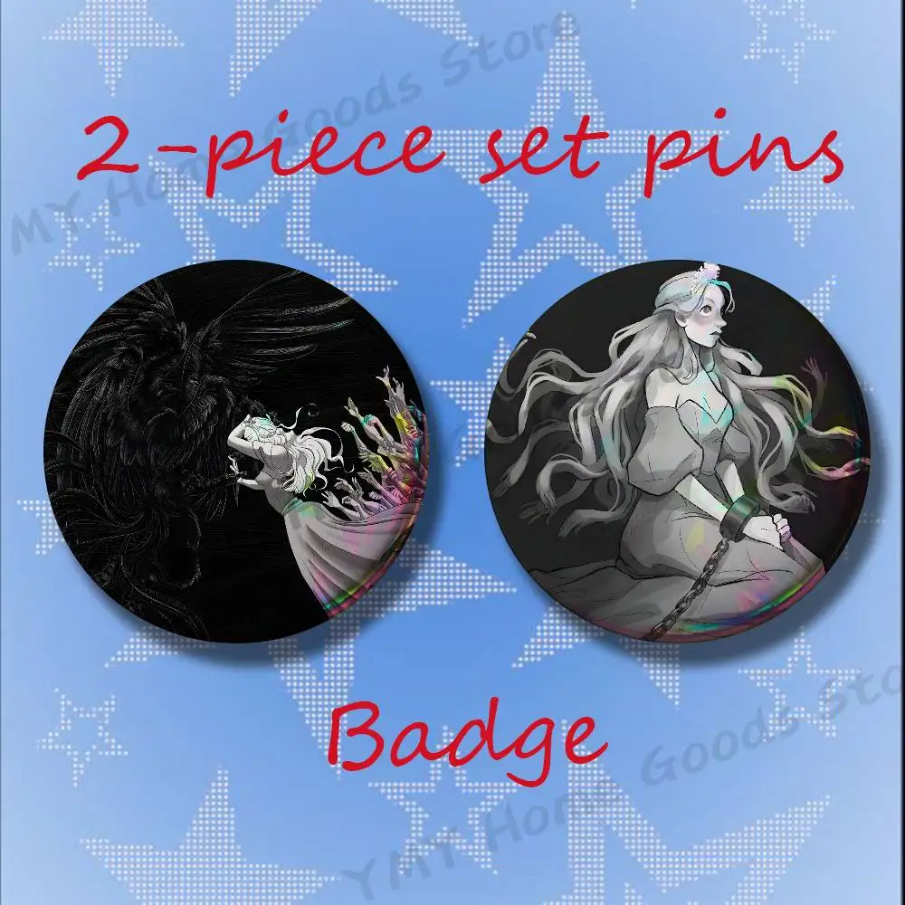 S-Slay the P-Princess Brooches for Backpack Accessories 25 32 44 58 75mm Round 2-piece set Free Mix
