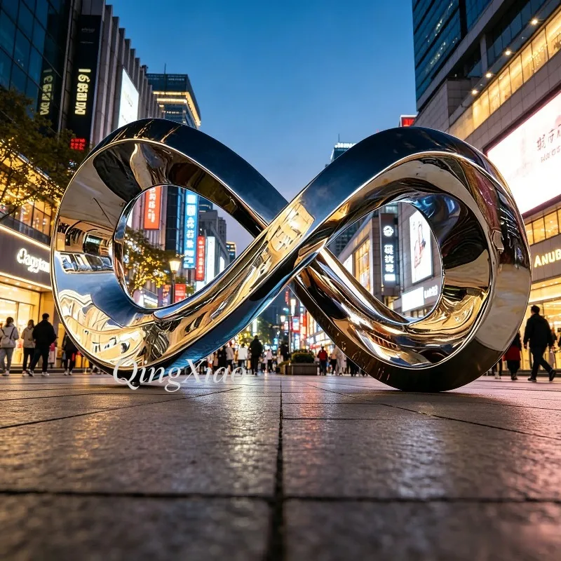 Mirror Polished Stainless Steel Infinity Symbol Sculpture Custom Modern Decor For Outdoor City Public Waterside Landscape