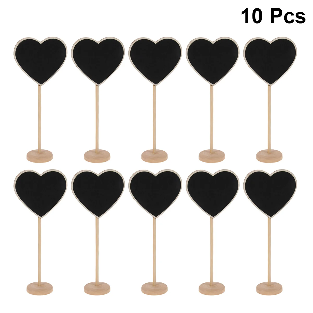 10Pcs Wooden Message Clip Blackboard Mini Size Heart Shaped Decorative Base for Parties Receptions Short Messages 71x29inch