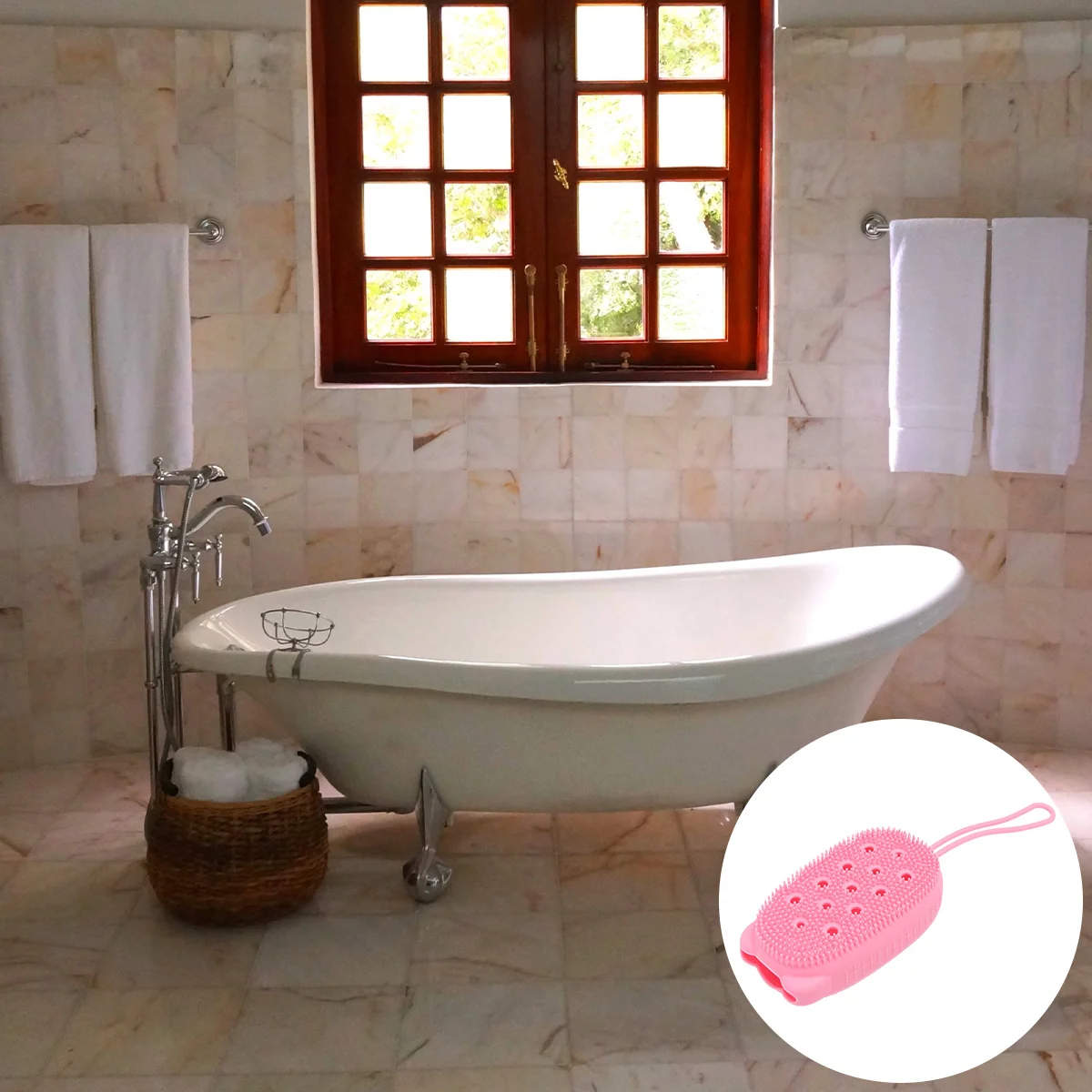 

Bath Scrub Brush Silicone Shower Scrubber With Soap Storage Portable Back Brush For Home Hotel Use Red Deep Cleansing Tool