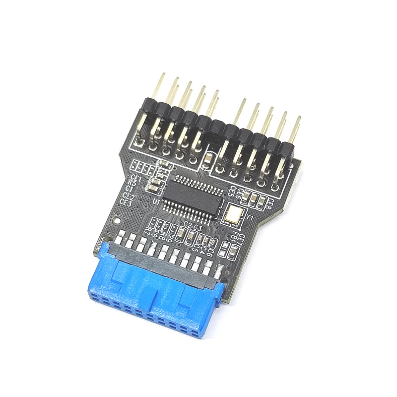 USB Splitter Motherboard 19Pin to Dual 9Pin Connectors Header Female 1 to 2 Male Board 9-Pin USB HUB USB 2.0 9 pin Riser Adapter