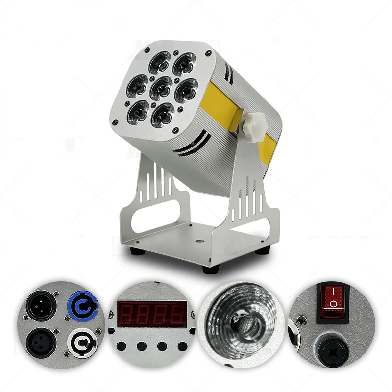 BOTAI-LED Par pode lavar luz, iluminação de palco, mini LED, rgbw, 4in 1, DJ, Disco, casamento, venda quente, 7PCs