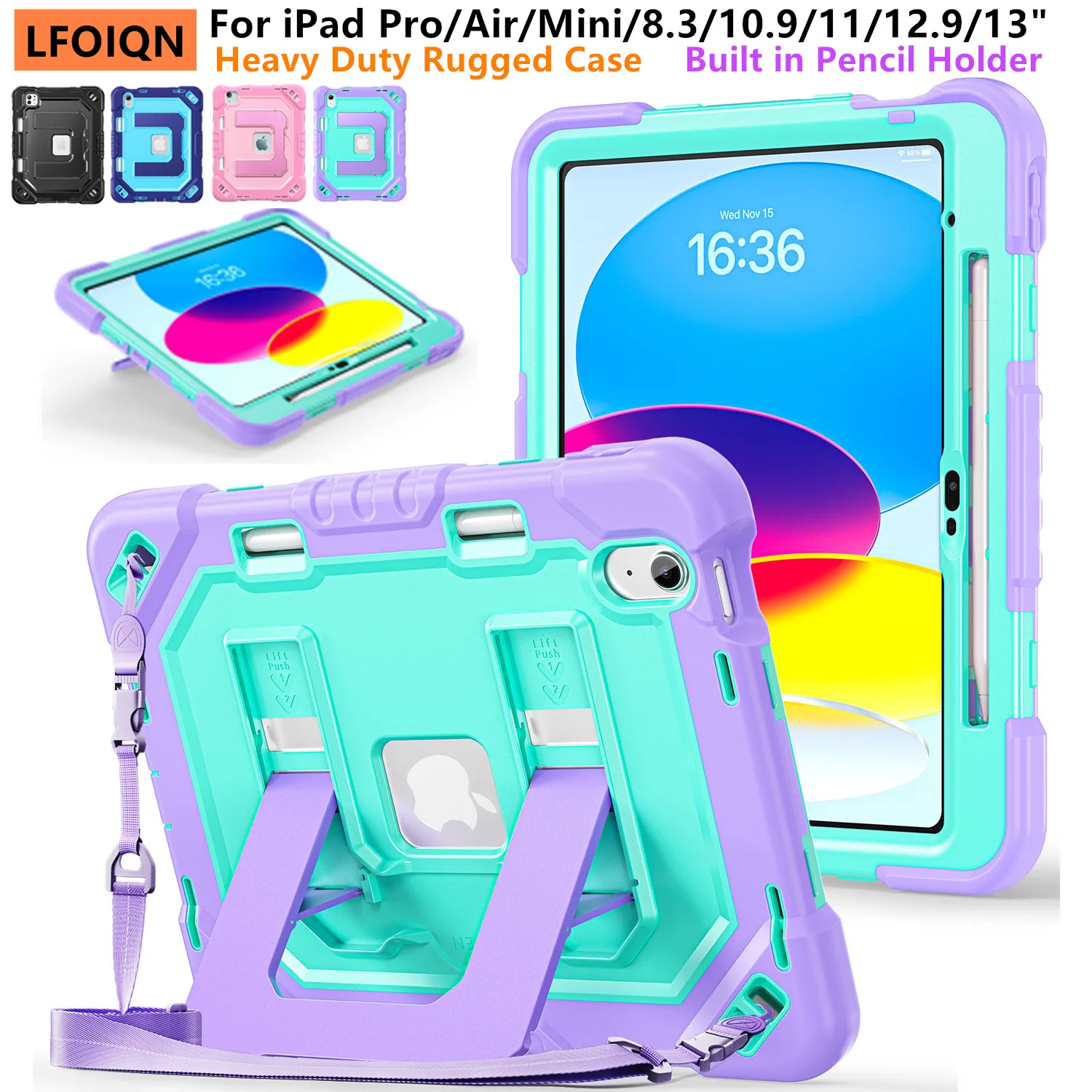 LFOIQN Kids Rugged Case for iPad Air 11 13