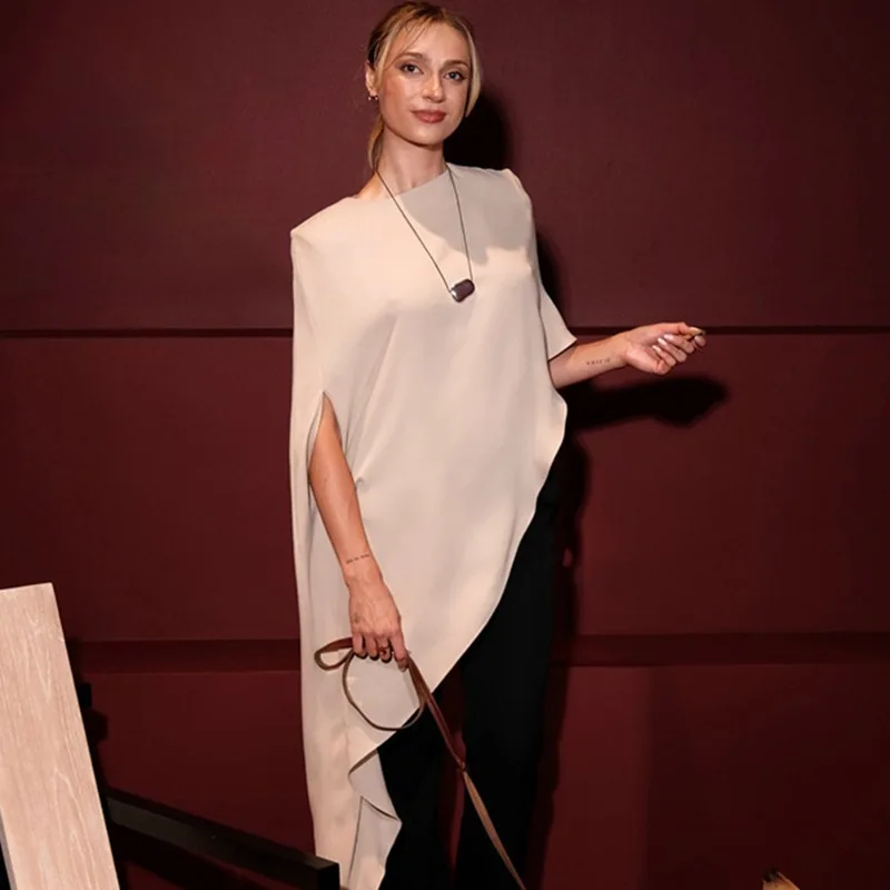 

Ticketsx Women Round Neck Patchwork Dress Casual Loose Sleeveless Satin Dress Autumn Fashion Solid Commuter Streetwear Ladies
