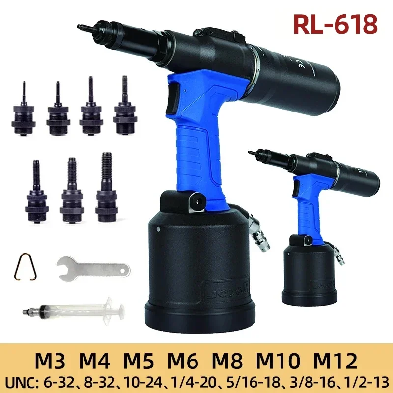 Lightweight Pneumatic Riveter Automatic Rivet Nut Gun M3 to M12 Hydraulic Industrial Quick Riveting Tool Upgraded RL-6312/RL-618