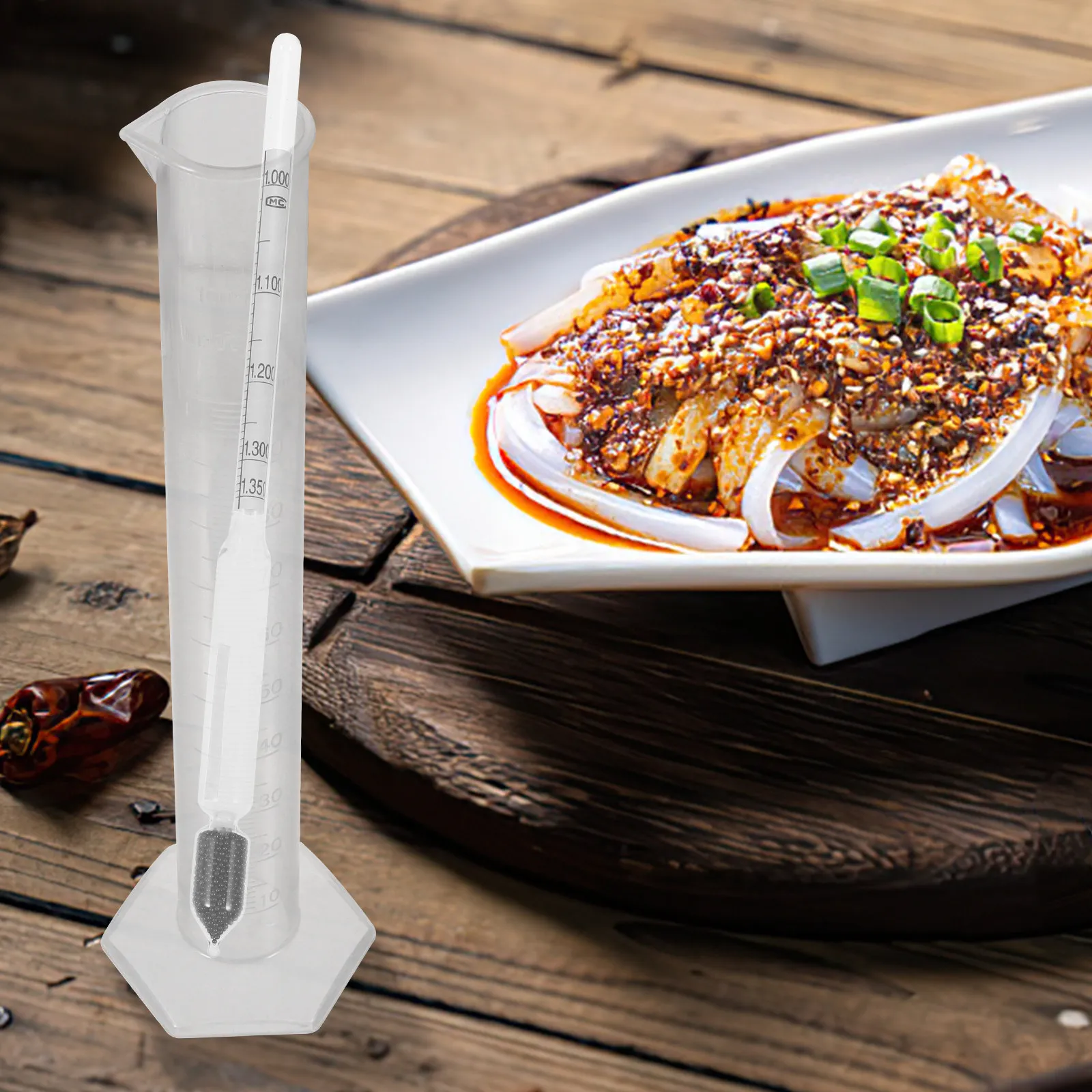 1Set Versatile Density Measurement Set Graduated Cylinder and Hydrometer for Dough Batter Wine Brewing Alcohol Testing Kitchen