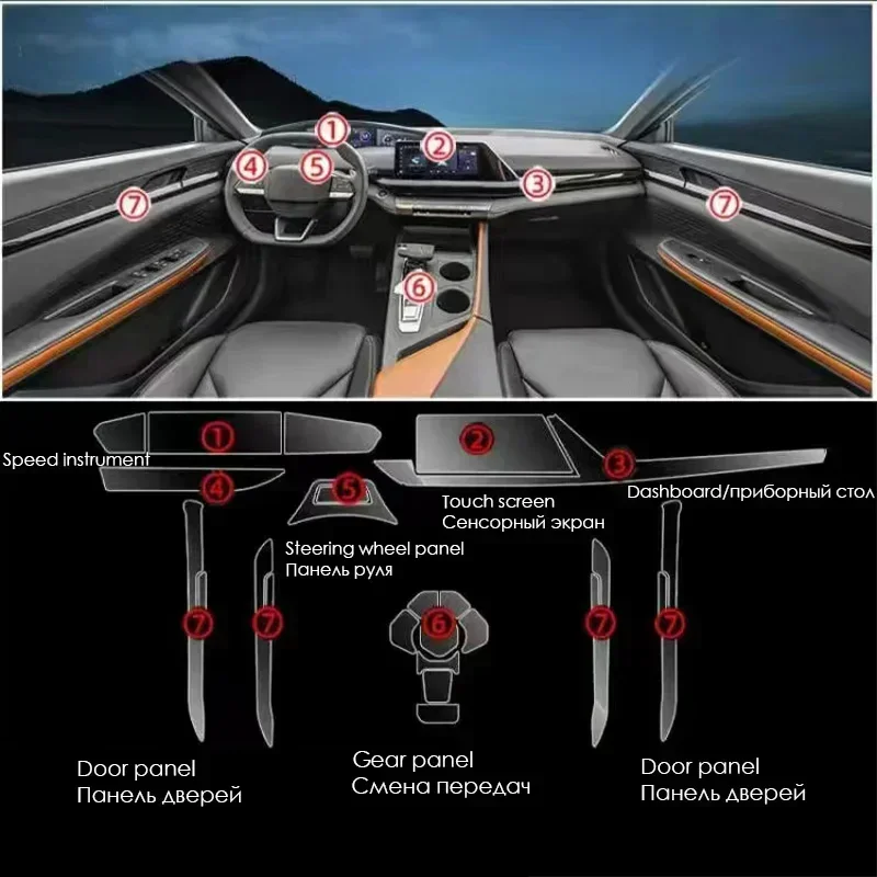 

TPU for Changan UNIV UNI-V Transparent Protection Film Car Interior Sticker Central Control Gear Door Navigation Dashboard Panel