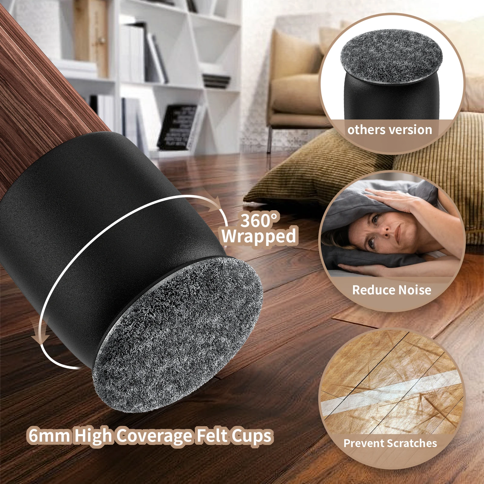 8PCS Silicone Chair Leg Floor Protectors Foot Cover Diagonal with Thick Wrap Felt Pads TPE Furniture Table Feet Protect Floors