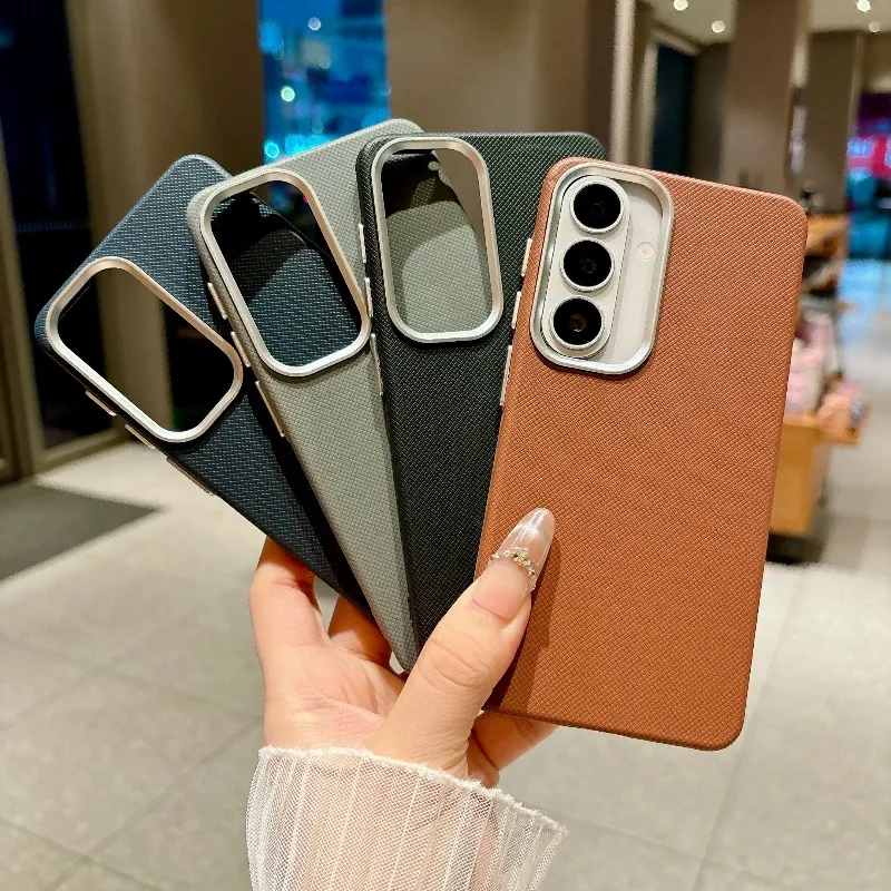 Strukturierte Leder-Handyhülle für Samsung Galaxy S26Ultra S25 S24 S23 A57 A56 A37 A36 S26 S25 Rahmenhülle Einfache und Stilvolle Abdeckung