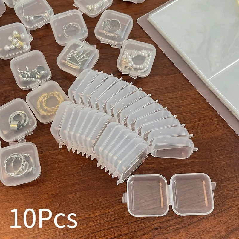 10Pcs Mini Transparent Jewelry Storage Box for Necklaces Earrings Rings Anti-oxidation Jewelry Case Portable Small Medicine Box