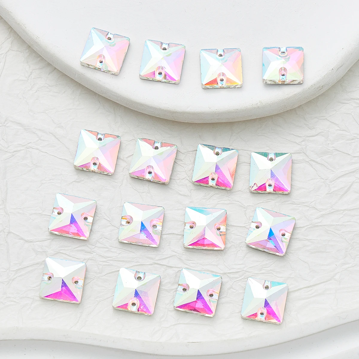 By.jjc popular AB Square Sew on Rhinestones Glass Crystal 8,10,12,14,16,22mm Flatback sew-on stone Beads Dress Craft Supplies