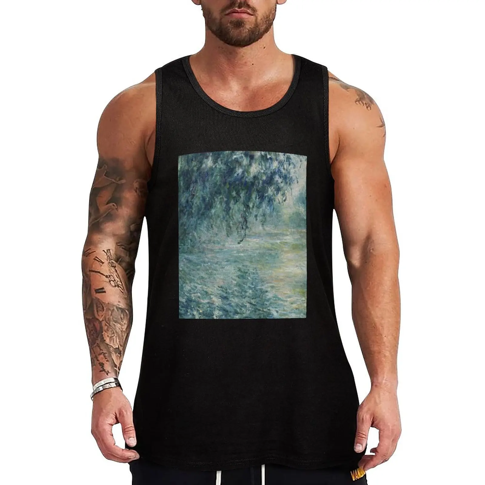 Claude Monet - Morning on the Seine Tank Top basketball Men's t-shirt fitness