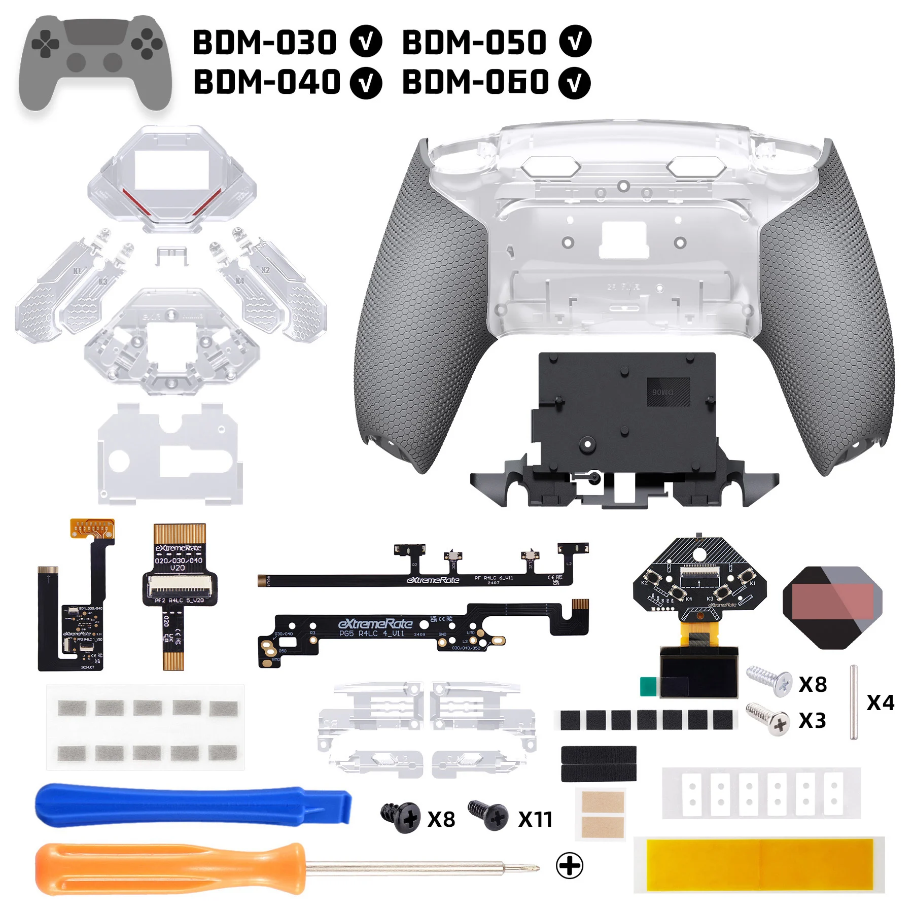 eXtremeRate SPARK Back Paddles Kit für PS5-Controller BDM-030 040 050 060 Modelle, neu belegbares Set mit 4 Rücktasten – gummiert, schwarz