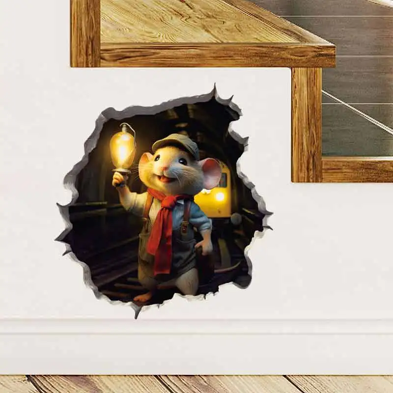M420 Cartoon niedlichen kleinen Mausloch Wanda uf kleber kreative Schlafzimmer Badezimmer niedlichen Abziehbilder kratz feste Koffer Haus dekoration – Detail 2