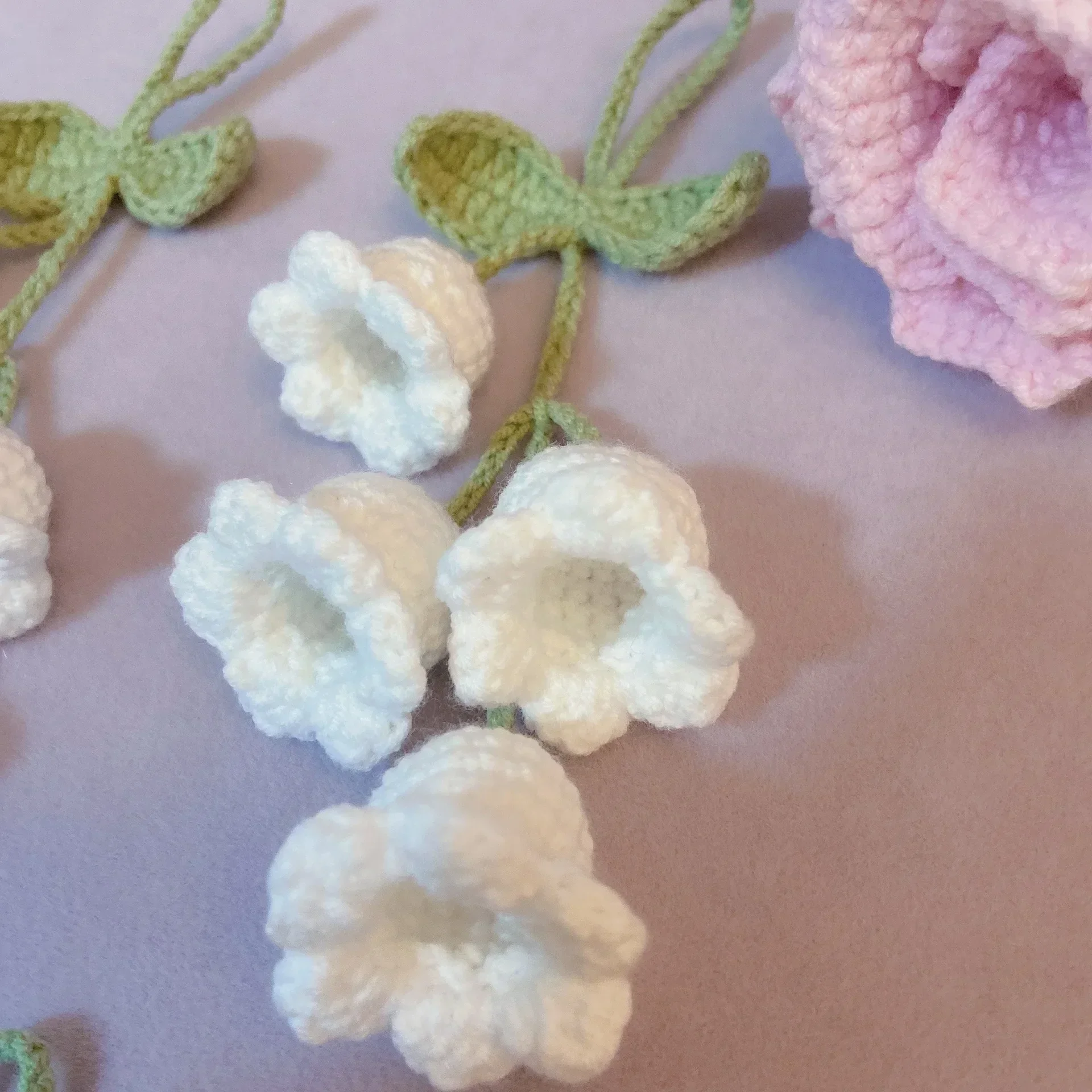 Car Pendant Lily Handmade Crochet Decoration Bluebell Flower Rearview Mirror  Car Hanging Accessories for Girls Gift
