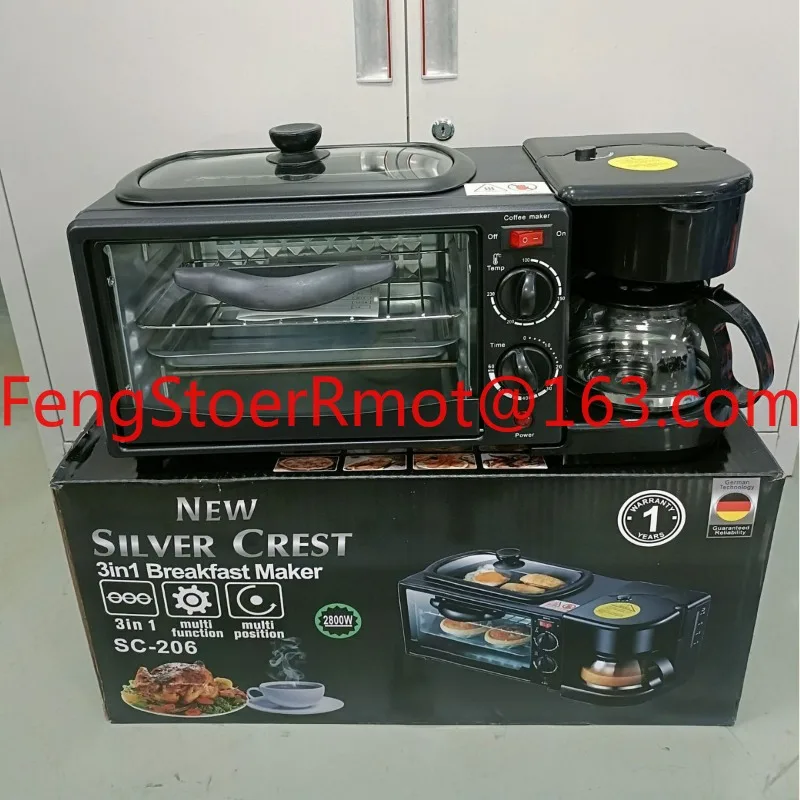 3-In-1 Breakfast Machine Household Multifunctional Toaster Oven Coffee Machine Bread Machine