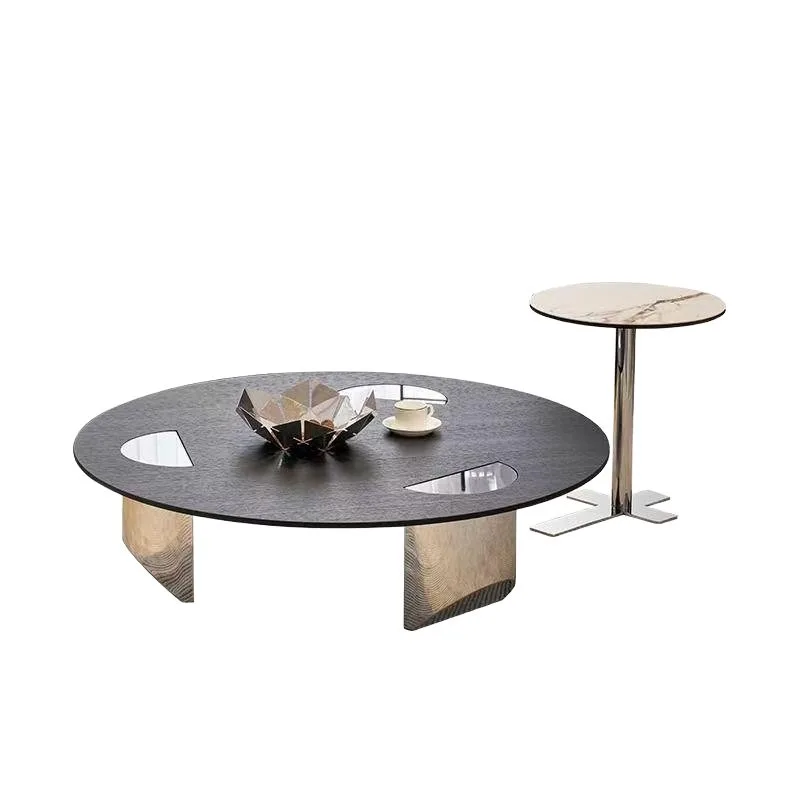 Coffee table light luxury combination solid wood Italian modern small apartment living room household size simple high-end new