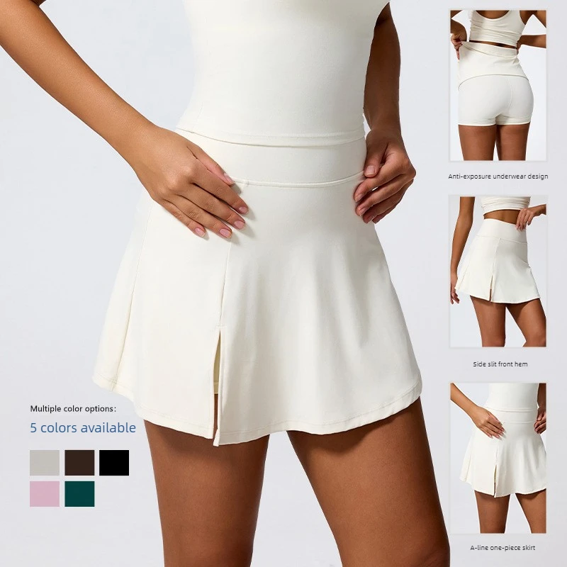 Lezyan Short Tight High Waist Yoga Worn Outside Running Fitness Anti-light Sports Tennis Skirt Gym Workout Clothes for Women