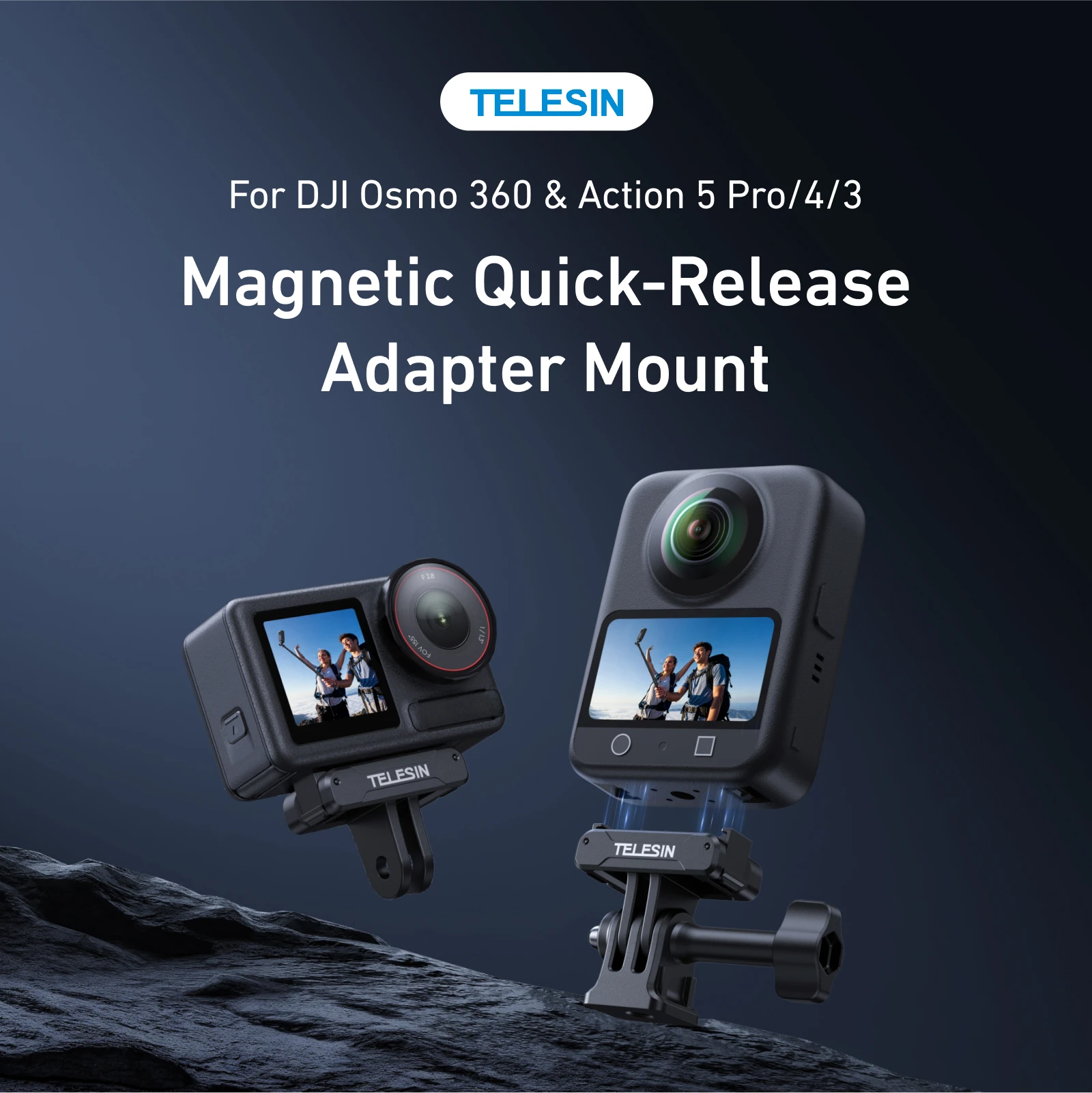 TELESIN Magnetic Two Claw Adapter Action Camera Accessories For DJI OSMO 360 Qucik Release Aluminium Alloy Dual Claw Interface