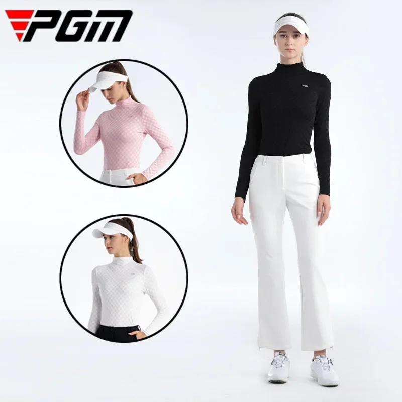 

PGM Autumn Female Plaid Slim Golf Bottoming Shirts Winter Women Elastic Soft Golf Tops Long Sleeve Warm Leisure Sports Blouse