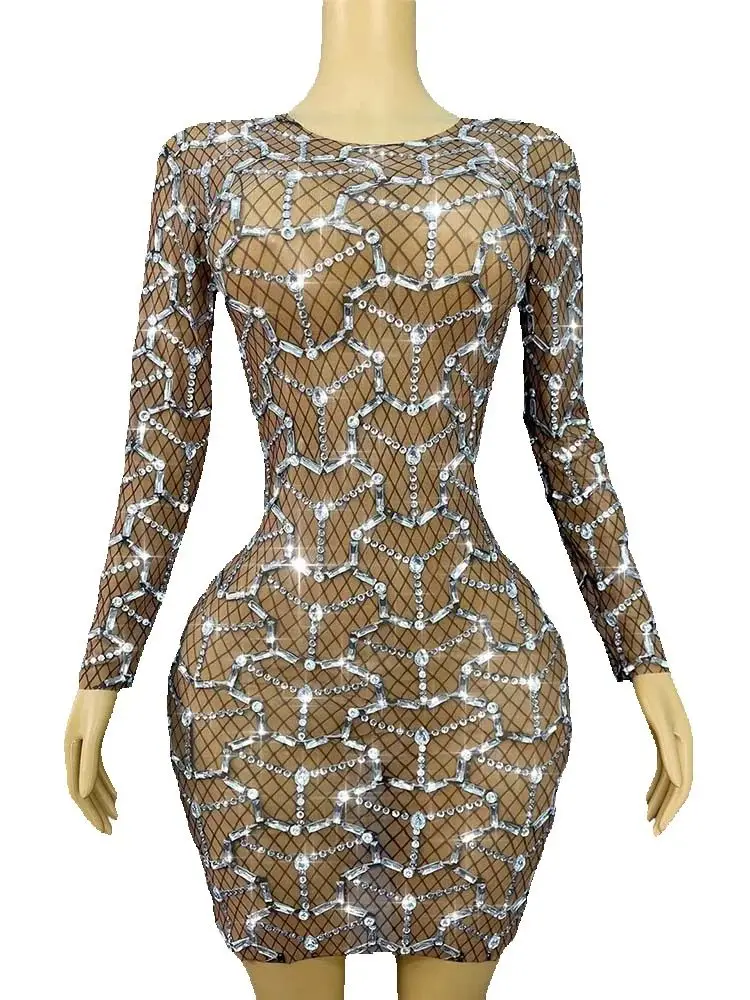 جودة عالية الساخن ختم مثير مطاطا فستان بأكمام طويلة 2025 موضة جديدة مخصصة الملابس النسائية