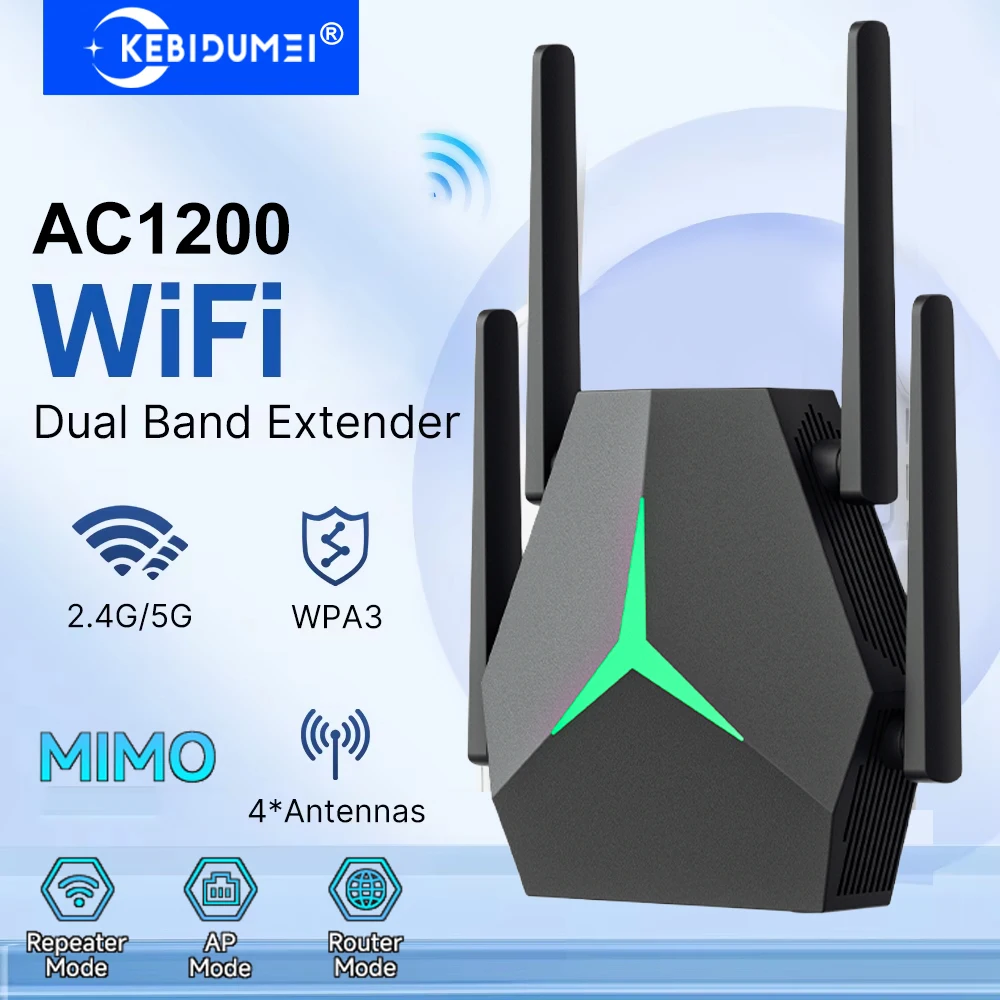 

1200 Мбит/с Wi-Fi повторитель двухдиапазонный 2,4G/5G беспроводной расширитель диапазона усилитель сигнала домашний усилитель трехрежимный маршрутизатор/ретранслятор/AP
