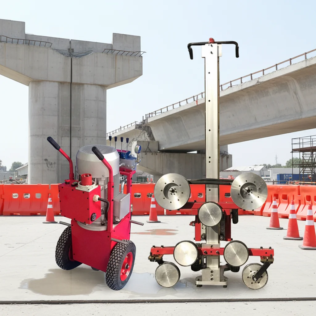 Hydraulic Wire Saw Concrete Cutter for Bridge Deck and Parapet Demolition with 360 Degree Rotating Frame and Emergency Stop