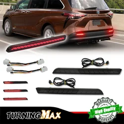 Red LED Car Rear Bumper Reflectors Tail/Brake Lights Rear Fog Lights w/ Sequential Turn Signal For Toyota Sienna 2021 2022 2023