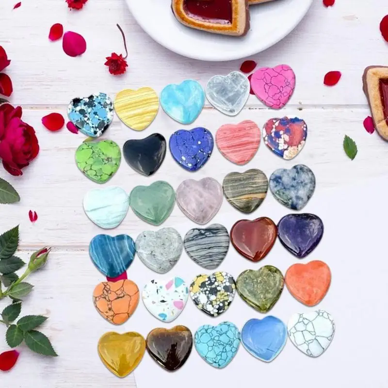 Heart Rocks Heart Shaped Pocket Polished Stones 30x Love Shaped Crystal Hearts Stones Thumb Pocket Stone For Women Men