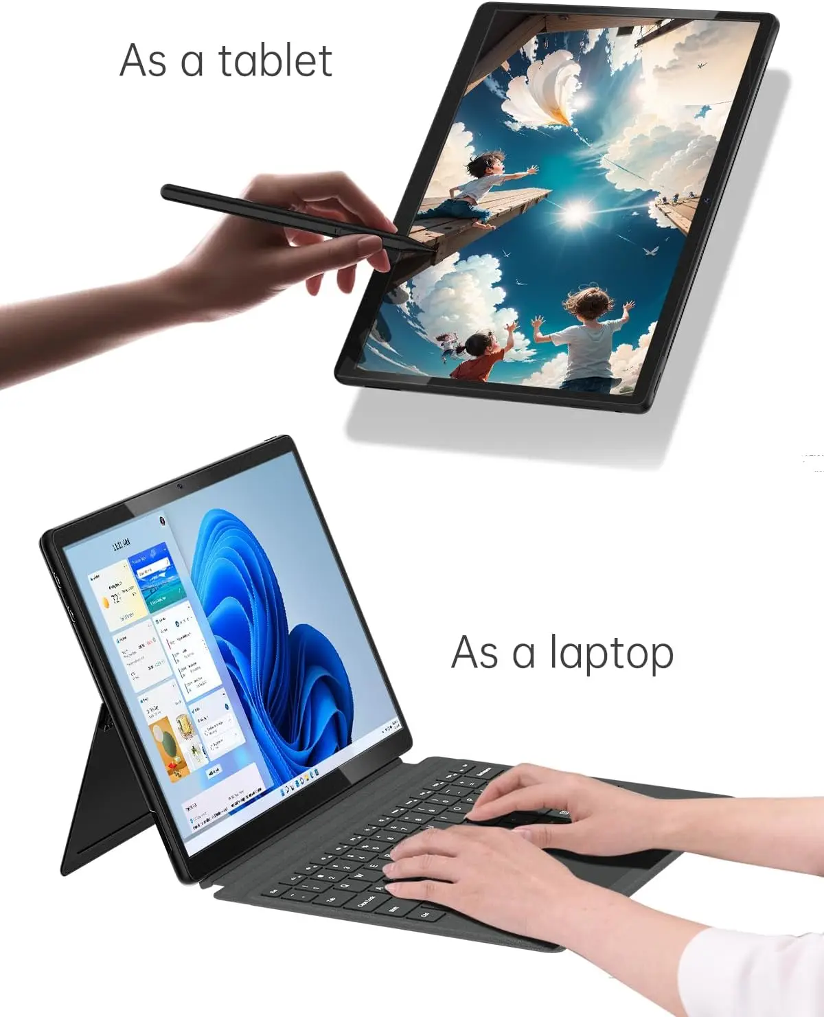 13 بوصة 2 في 1 Win11 اللوحي والكمبيوتر المحمول شاشة تعمل باللمس في tel Corei7 أقراص تعليم الأعمال مع أجهزة الكمبيوتر المحمولة لوحة المفاتيح القابلة للفصل