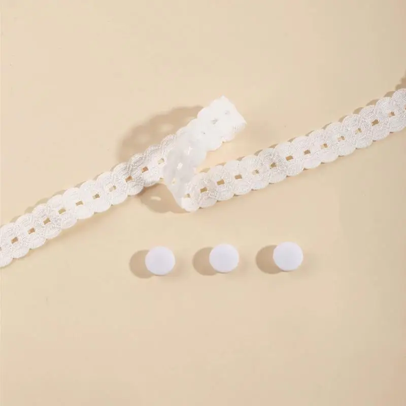 4-teiliges Set (1 Gürtel + 3 Knöpfe) Exquisiter Spitzenbesatz am Saum des Taillenbandes, geeignet für T-Shirts, Kleider, Hemden, verkürzt die Kleiderlänge. – Detail 3