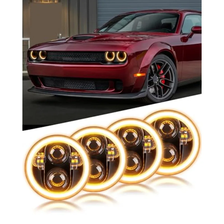 

Светодиодные фары 5,75 дюйма (5 3/4 дюйма) H5006 с двойным светом (ближний/дальний), кольцевым ДХО и поворотниками для маслкаров и грузовиков