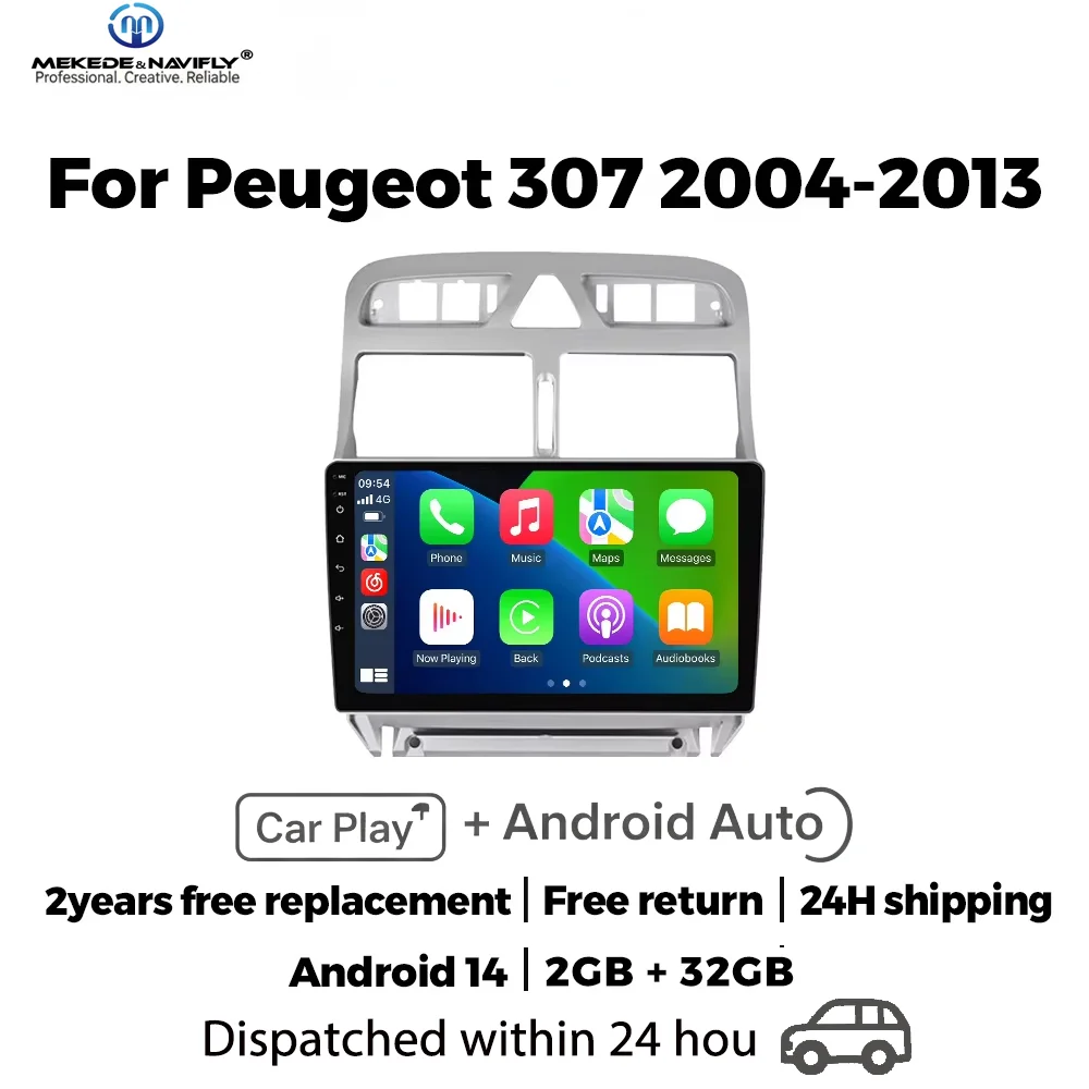 

MEKEDE&NAVIFLY Wireless Carplay Android Автомагнитола Мультимедийный плеер для Peugeot 307 307CC 307SW 2002-2013 Стерео Головное устройство