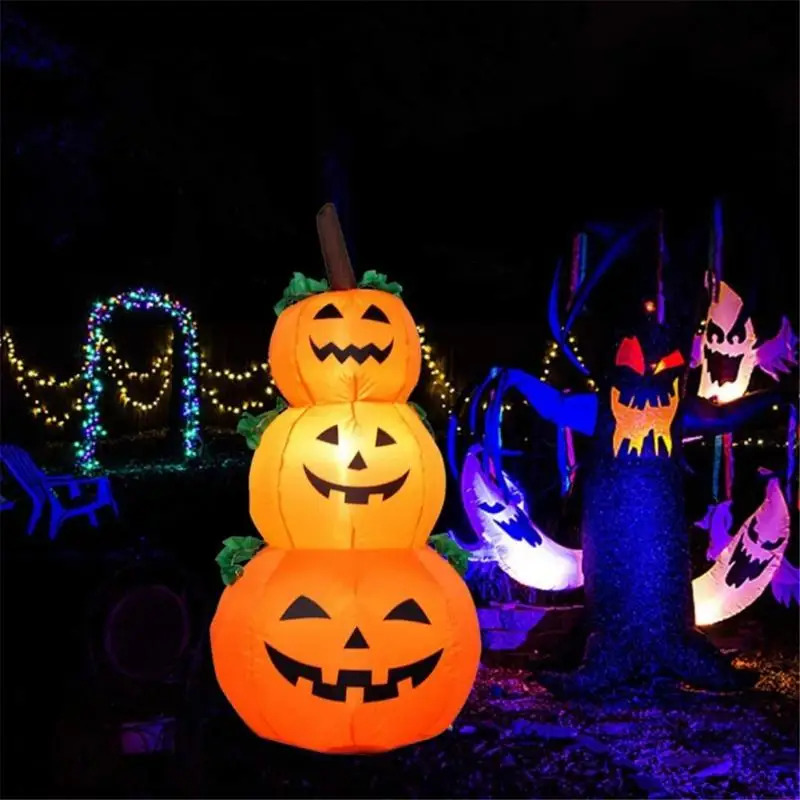 

Outdoor Decor Horror Home Garden Yard Decorations Haunted House Props 1.2M Halloween Inflatable Pumpkin With LED Rotating Lights