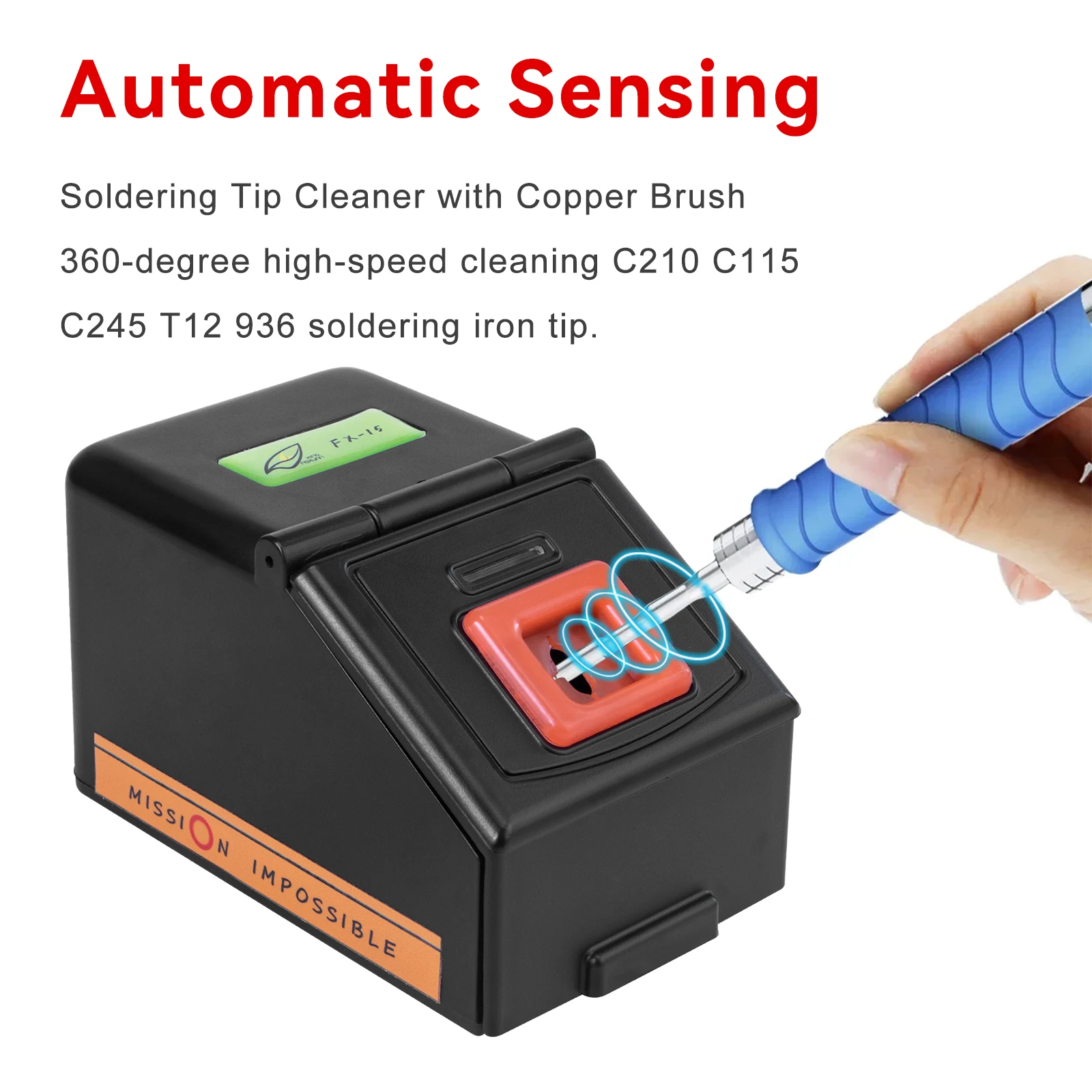 ATC Automatic Soldering Iron Tip Cleaner Motorized Tip Cleaner Copper Brush Cleaning Machine for C210 C115 C245 T12 Tips