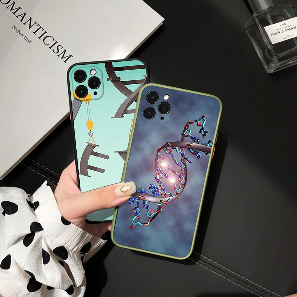 Phone Case for iphone 16Plus 15 14 13 12 11 16 Pro Max 8 7 Plus XS XR X SE Science DNA Chemistry Translucent Protection Cover