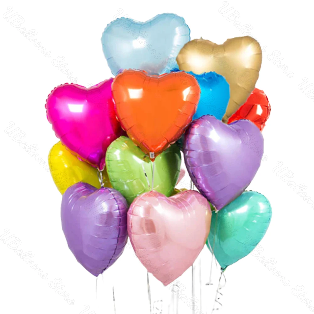 18inch Heart Foil Balloons Burgundy Pink Blue Silver Rose Gold Heart Shaped Helium Balloons for Birthday Wedding Party Decoratio