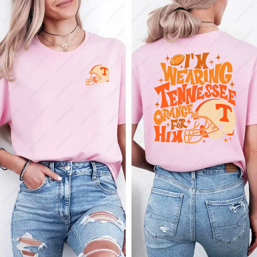 أنا أرتدي تينيسي برتقالي له قميص تينيسي برتقالي قميص فريق كرة القدم قميص لعبة يوم المرأة تي شيرت الصيف الشارع الشهير #5