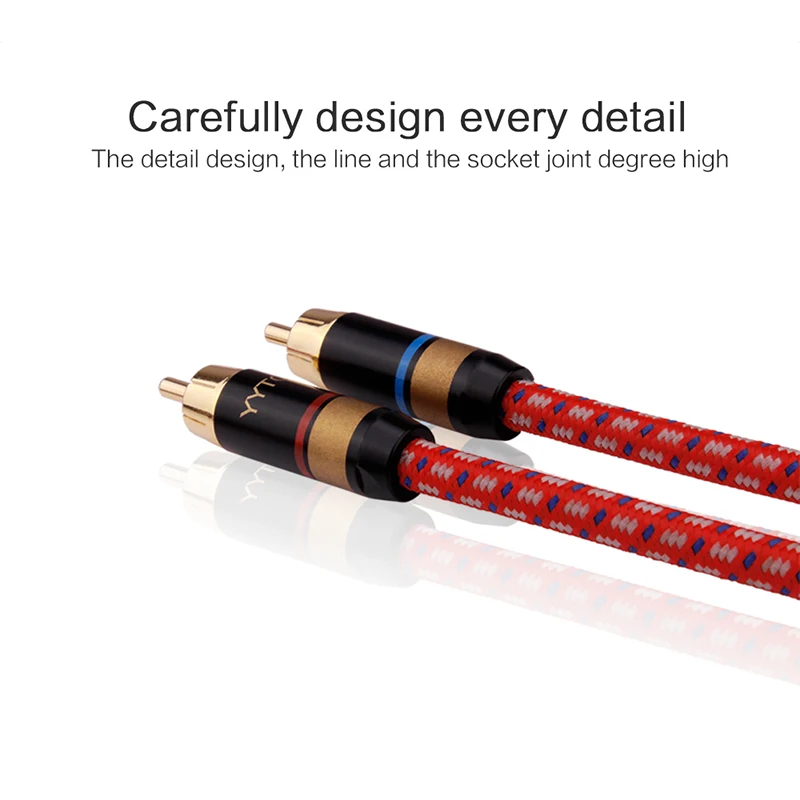 1 Pair Hifi RCA Cable 2 RCA to 2 RCA Interconnect Cable HIFI Stereo 4N OFC Male to Male for Home Theater DVD TV Amplifier