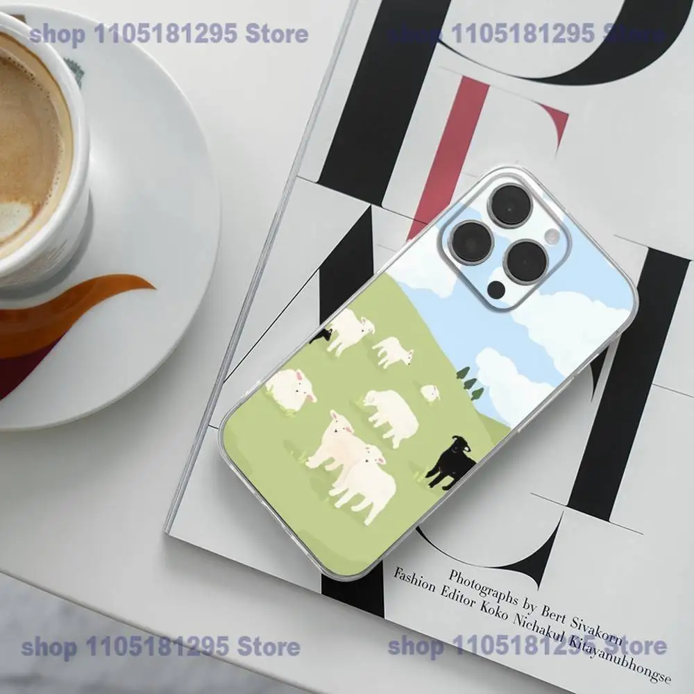 حافظة هاتف على شكل خروف كرتوني لطيف لهاتف آيفون 17 16,15,14,13,12,11 Plus,Pro,Max,XR,Plus,E,غطاء شفاف صغير