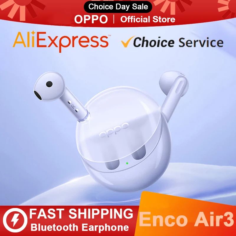 OPPO New Enco Air3 Wireless Bluetooth 5.3 Earphone AI Noise Cancelling Headphone HiFi Stereo HD Mic Call Earbuds Long Standby