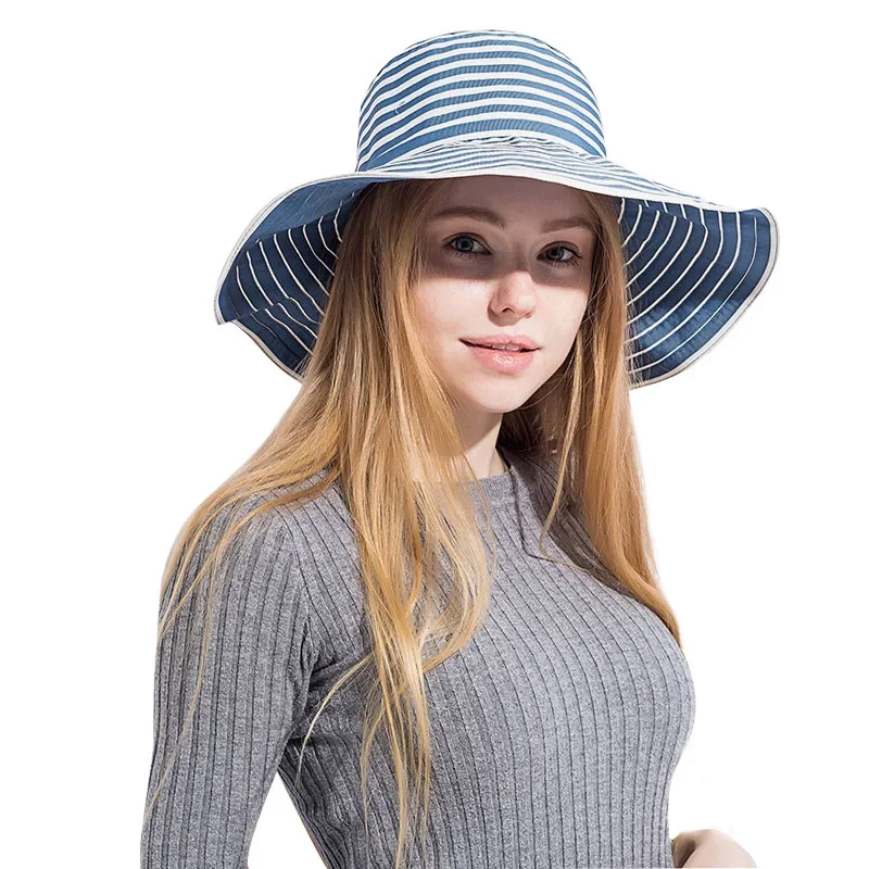 Chapeau Big EPG FishSuffolk à rayures pour femmes, pare-soleil de loisirs, chapeau de protection solaire pliable, printemps, été, automne, nouveau