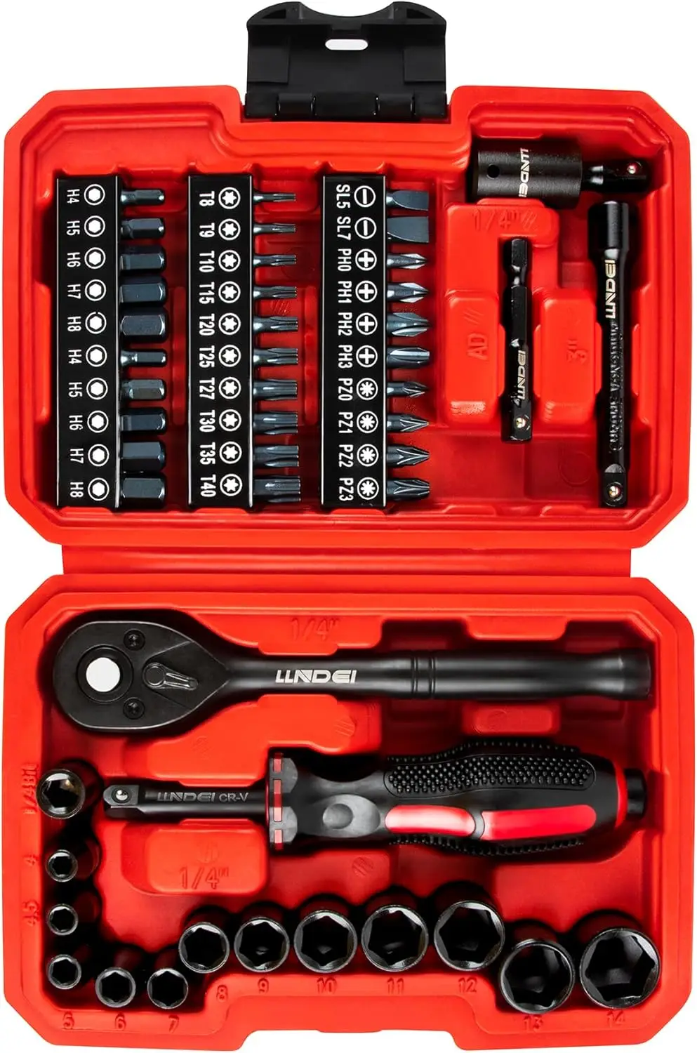 

48-Piece 1/4 Inch Mini Socket Ratchet Set with Metric Shallow Sockets (4-14mm), 72-Tooth Wrench, Bits, Joints & Extensions