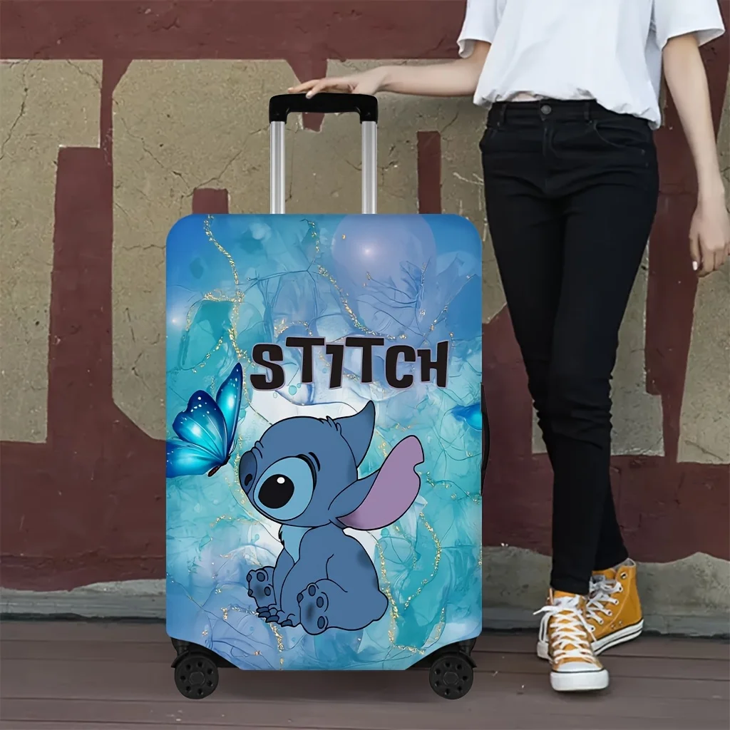 Disney ‌ Housse de valise Stitch Cute Cartoon, fibre de polyester durable, accessoires épais et résistants à l'usure et légers