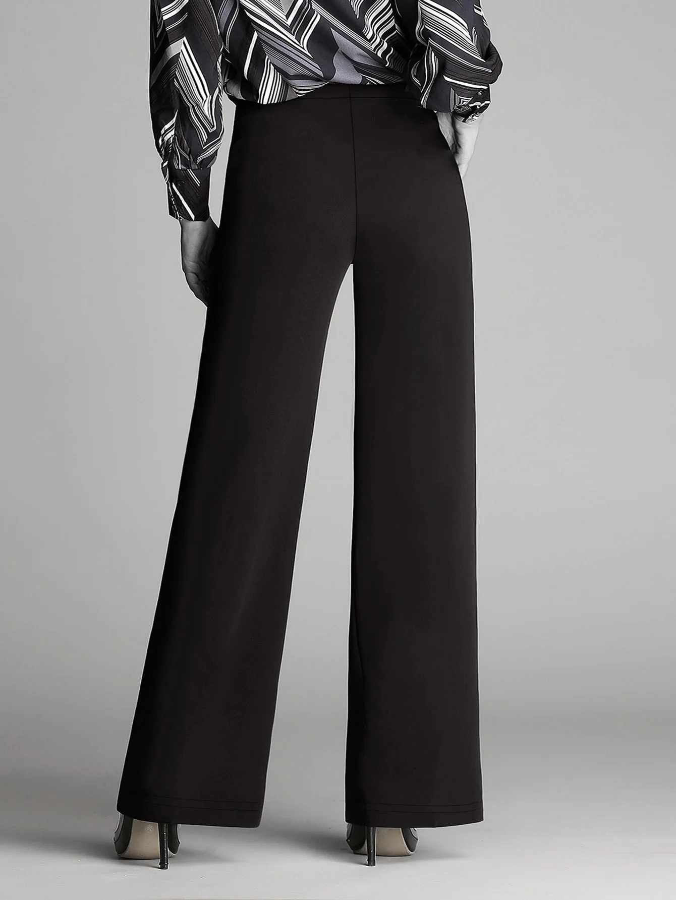 

Women's summer 2024 new plus-size knitted fabric elegant temperament wide-legged casual pants
