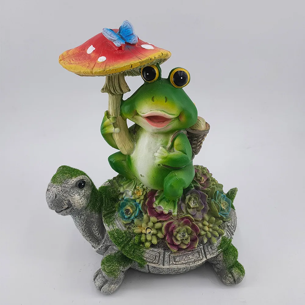 

Solar Powered Succulent Turtle Statue Resin Handicraft Animal Figurines Garden Courtyard Lamp Decoration Arte Escultura